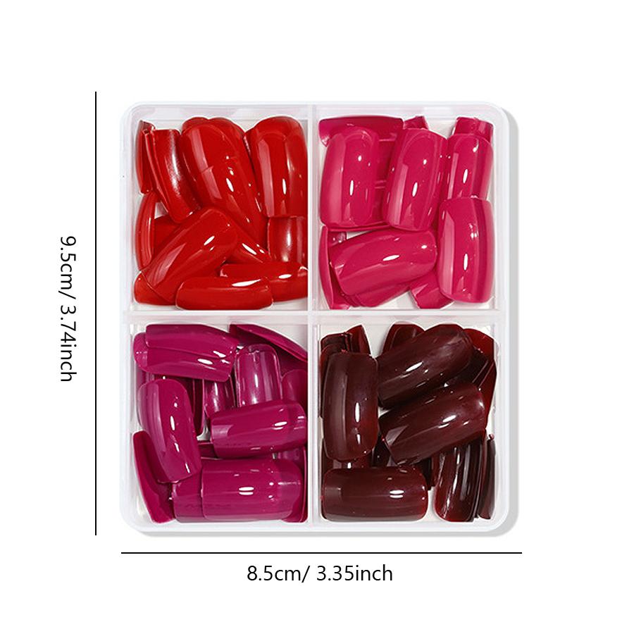 96 Pcs Press On Nails Short, Glossy Solid Color Fake Nails, Full Cover Artificial Nails for Natural Look Manicure