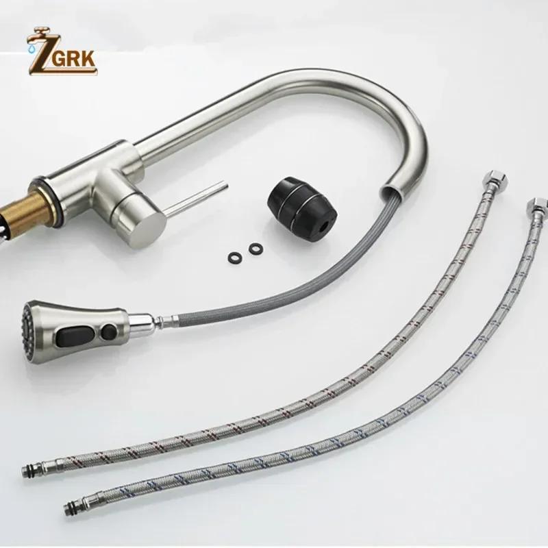 Black Kitchen Faucet Deck Installation Sink Faucet with Sprinkler Pull-Out Kitchen Mixer Tap 360° Rotatble Mixer Faucet