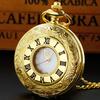 Acrylic Mirror Luxury Gold Pocket Watch Antique Vintage Design Quartz Chain Clock Pendant Jewelry Timepiece Gift for Women Men