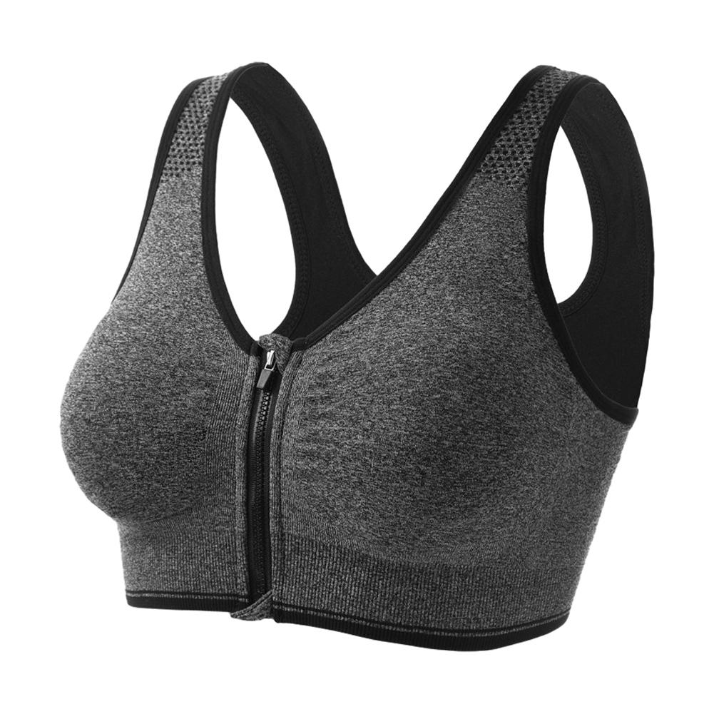 Front Zipper Sports Women's Bra Sexy Underwear Adjustable Strap Running Gym Fitness Brassiere Shockproof Breathable Without Underwire Bralette