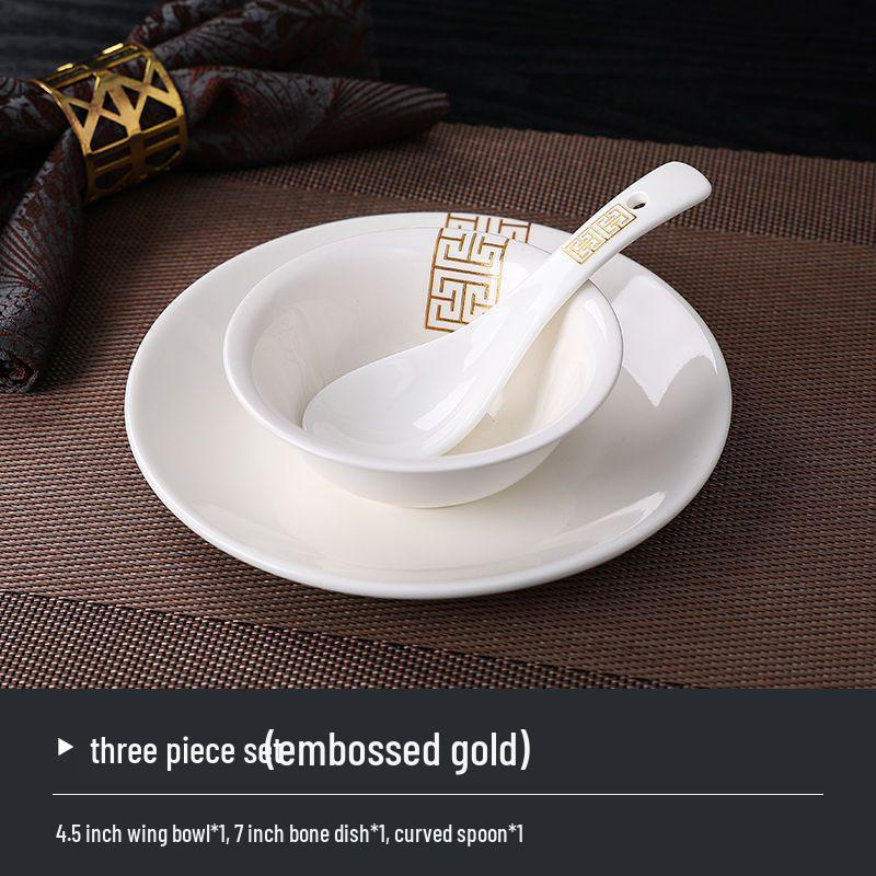 Luxury Three-Piece Hotel Tableware Set: Plates, Bowls, and Cups for Hotels, Restaurants, or Home.