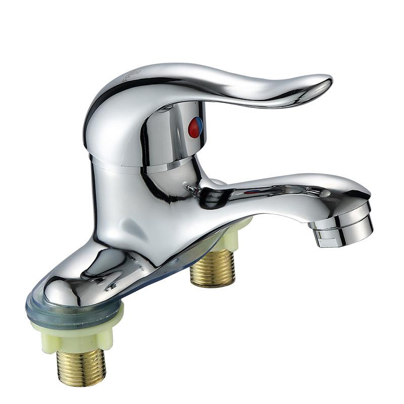 Zinc Alloy Bathroom Double-Hole Washbasin Faucet Hot And Cold Water Faucet Bathroom Sink Mixing Valve Switch Sink Mixer Tap