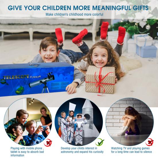 Telescope Large Aperture High Magnification Multifunction 76mm/700mm Monocular Astronomy Telescope with Tripod Finder