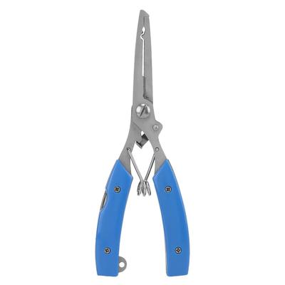 Fishing Pliers Multifunctional Stainless Steel Fishing Scissors with 2 Blades Braid Line Cutters Hook RemoverBlue