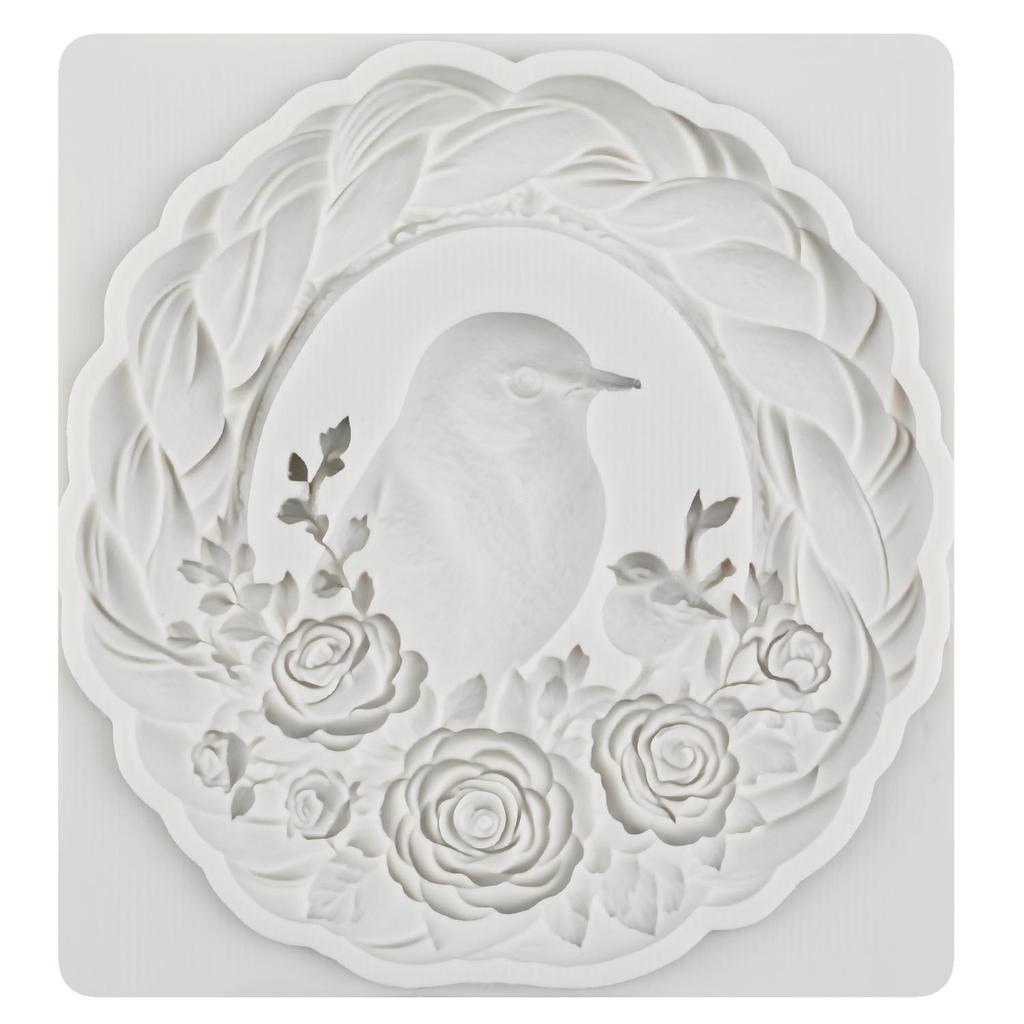 Bird Wreath Silicone Molds Bird Photo Frame Fondant Mold Cake Decorating Tools Cupcake Topper Candy Chocolate Gumpaste Mold