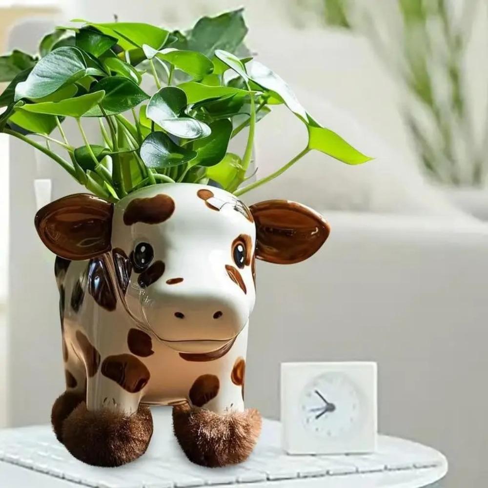 

Animal Shaped Highland Cow Planter Pot 4Inch Resin Succulent Pots Successes Plants Flowerpot Home