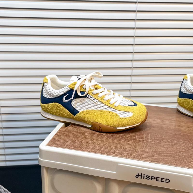Mesh Breathable Color Matching Casual Sports Shoes 2025 New Flat-bottomed German Training Shoes Women's Versatile Board Shoes Trendy Shoes Women