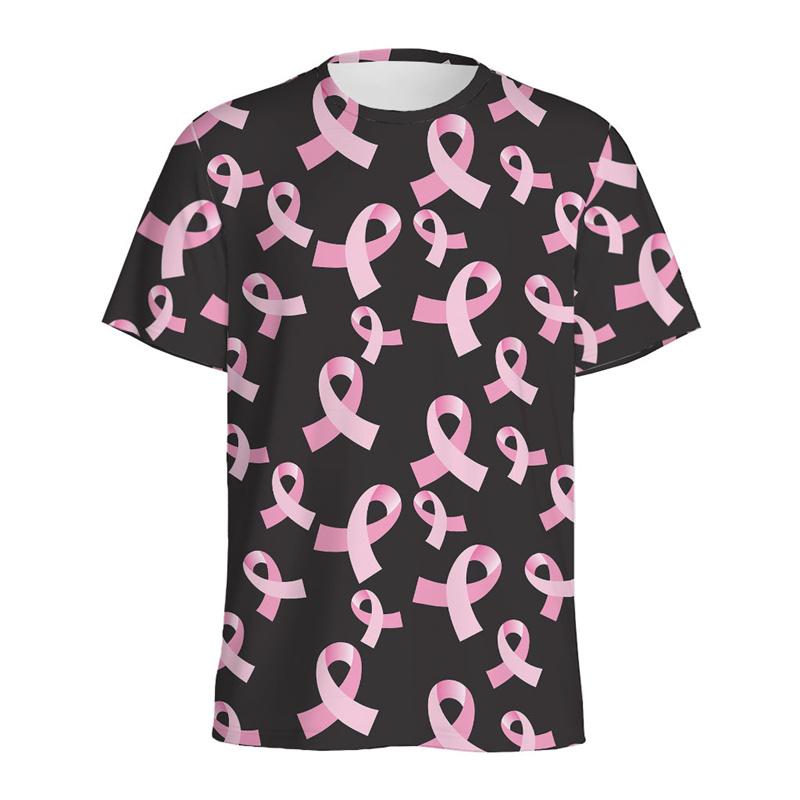 Summer Pink Ribbon T-shirt Women's T-shirt Short Sleeve O-neck Casual T-shirts Clothes Men Fashion Clothing Daily Tees Top