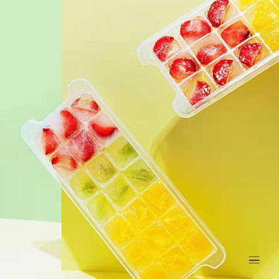 Tácek na kostky ledu s víkem, naběračka, 32 dutin, otočné uvolnění, stohovatelná forma na kostky ledu, výrobník kostek ledu na koktejly, sodu, kávu, kuchyňské pomůcky