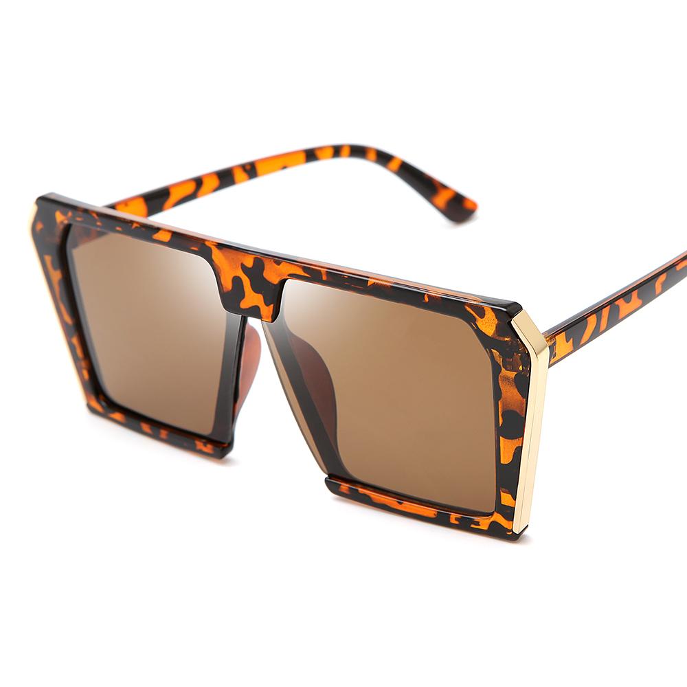 Fashion CE Certified UV400 Sunglasses Big Hexagon Flat Top Mirror Square Design Custom Logo Plastic Women Shades