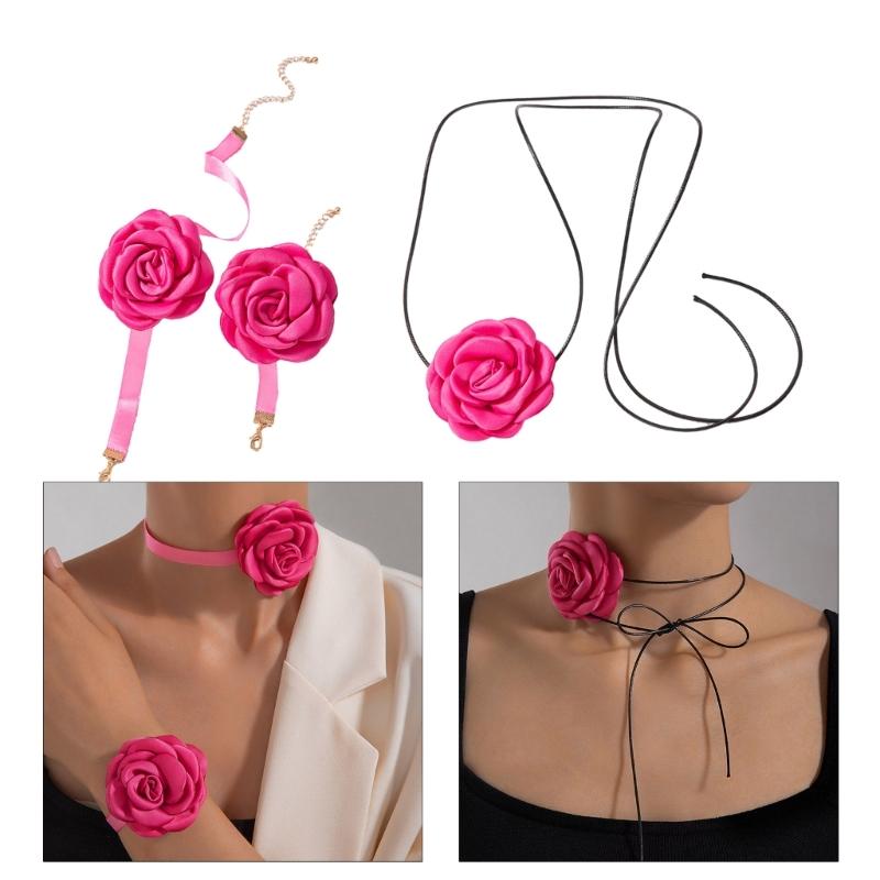 Simple Flowers Neckband Bracelet Lace Up Chokers Jewelry Temperament Neck Chain Elegant Clavicle Chain Necklace Jewelry