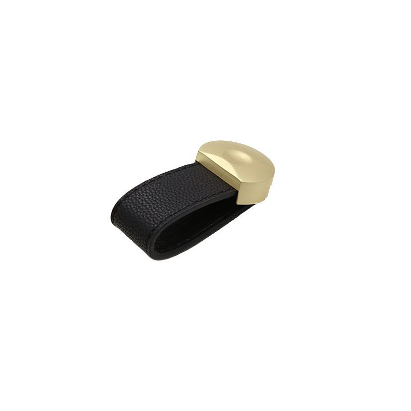 European Style Black Leather Cabinet and Drawer Pull Handle - Round Decorative Wardrobe Door Accessory