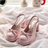 French Thick Heel Bag Head Single Shoes Female 2025 Summer New with Skirt Fairy Bow High Heel Fashion Sandals