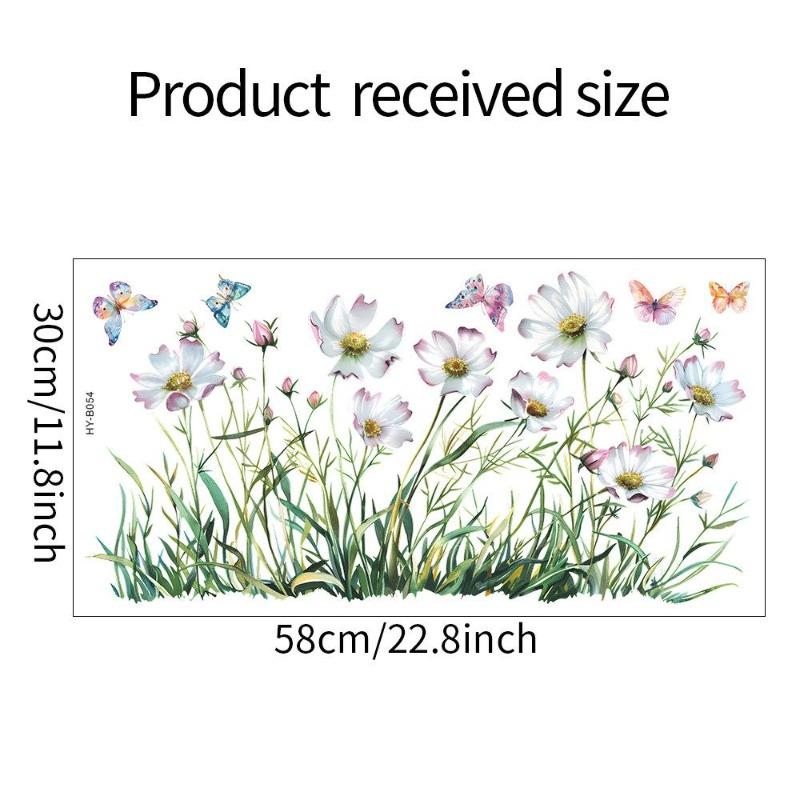 Dwustronna kolorowa naklejka ścienna z motylem i kwiatami, elektrostatyczna pasta do szyb okiennych, widoczna dekoracyjna naklejka ścienna