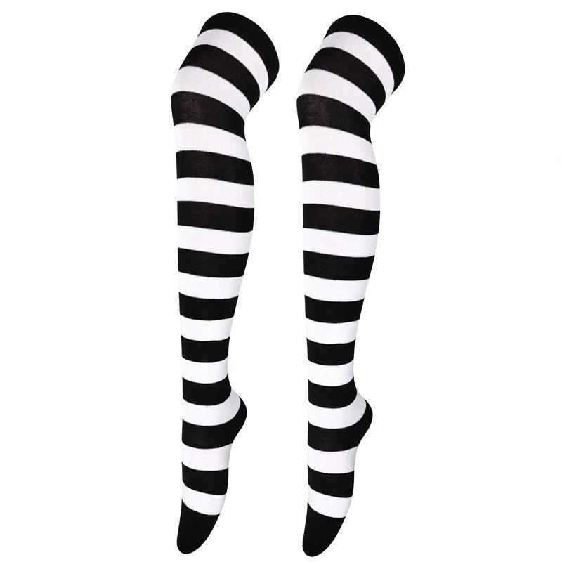 Academy Style Women's Striped Knee-High Cotton Socks - Three Stripes, Perfect for Dance Performance