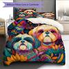 Biancheria da letto con motivo Shih Tzu Decorazione per la casa Regalo di compleanno (1 * copripiumino + 2 * federa, senza nucleo)