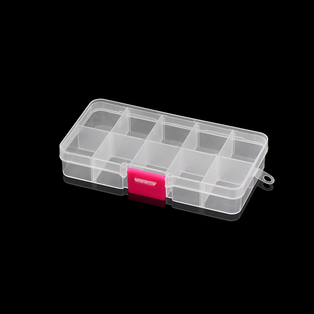 Plastic Rectangle Slot Adjustable Jewelry Necklace Transparent Storage Box Case Holder Craft Organizer Beads Jewelry Container