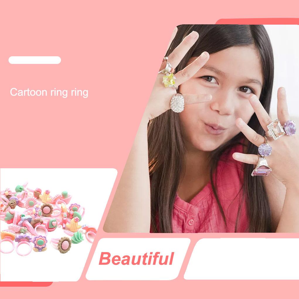 Cute 100 Beach School Jewelry Candy Lovely Pieces Decoration Cartoon Holiday Resin Dessert Children Sweet Ring Kids