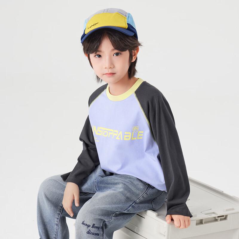 Boys  Cotton Color-Block Raglan Long Sleeve T-Shirt 140