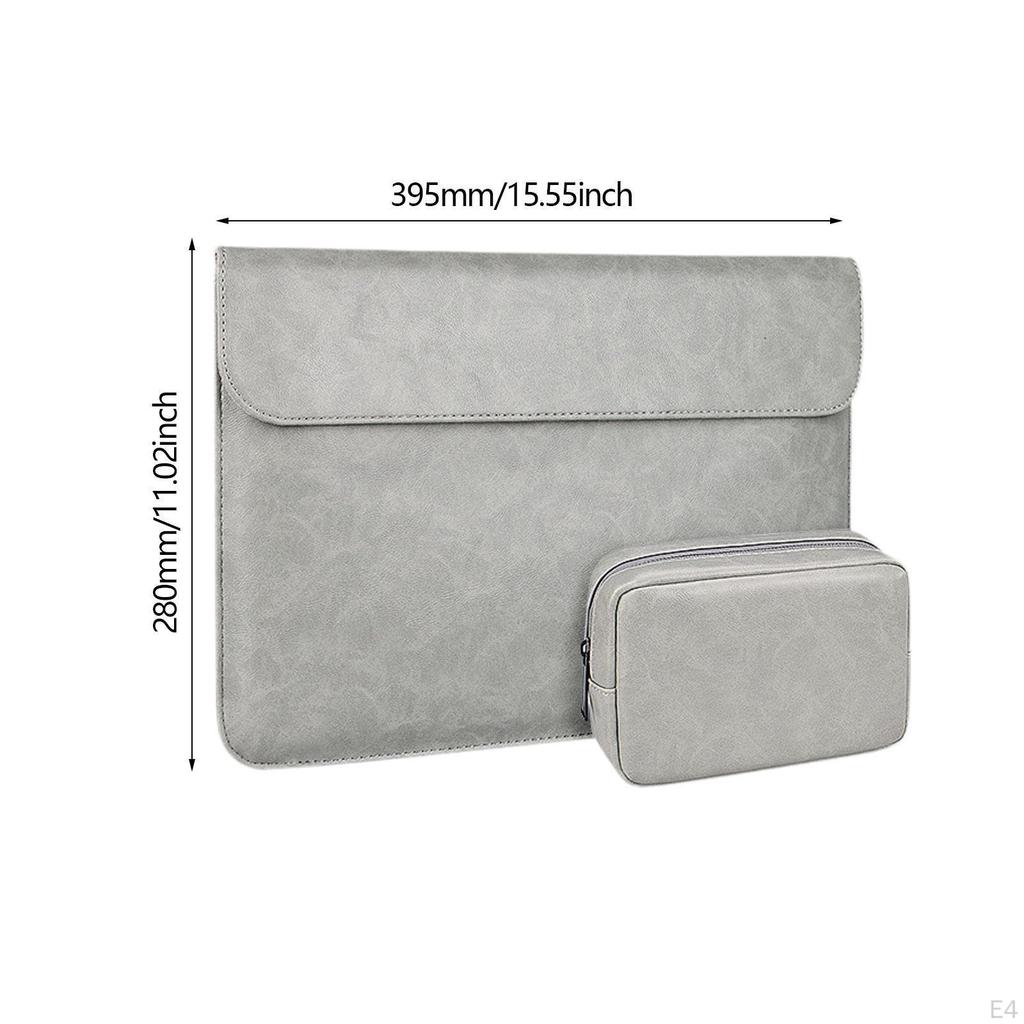 Laptop Sleeve 14 15 Inch Lightweight Dustproof Outdoor Cover Soft for Macbooks Storage PU Leather