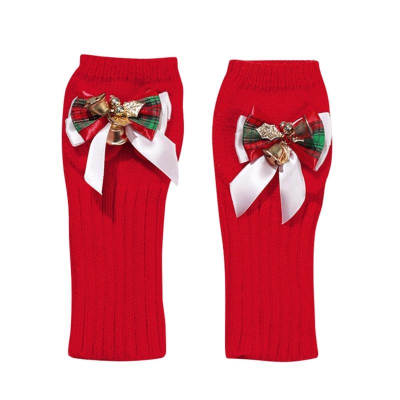 Knitted Gloves Winter Half Finger Mittens Stretchy Touchscreen Christmas Gloves for Kids Teenagers Winter Presents