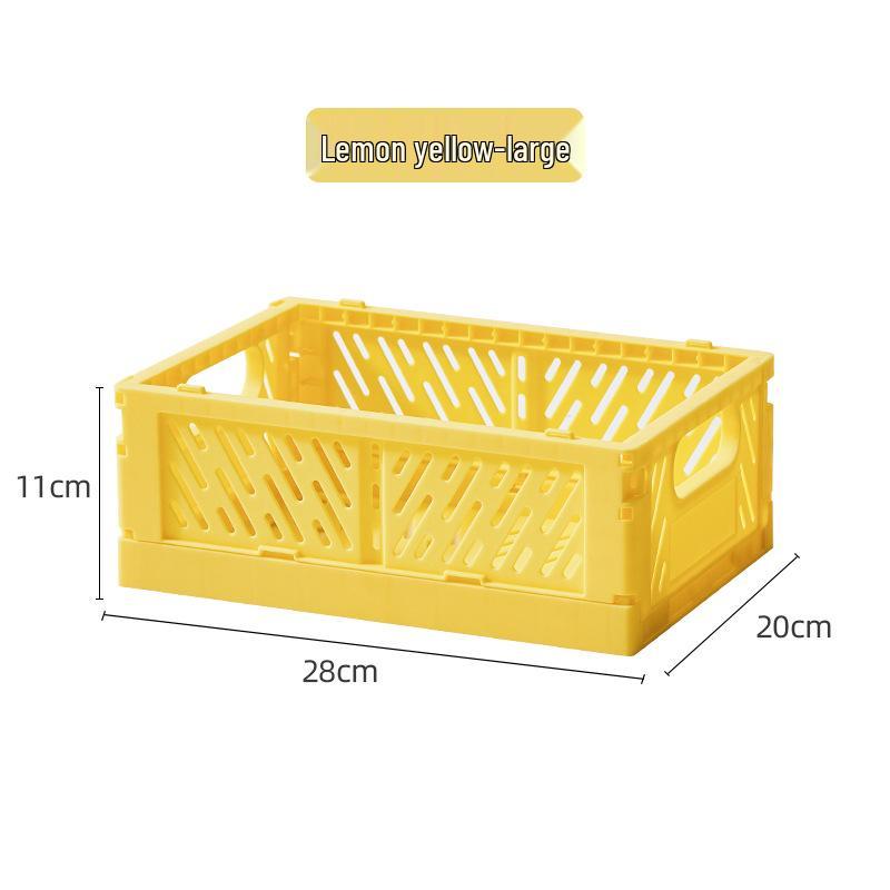 Foldable Plastic Storage Basket - Creative, Stackable Bin for Desktop, Living Room, or Refrigerator Organization