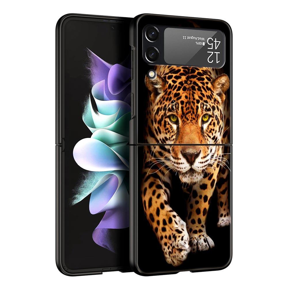 Pouzdro na telefon Z Flip 4 pro Samsung Galaxy Z Flip 3 5G ZFlip3 Flip3 zflip Flip4 Černý pevný kryt PC Tiger Lion Leopard Shell Coque