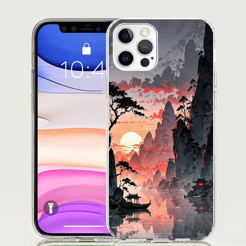 Chinese Style ink Painting Art Phone Case For iPhone 17 Air 16 15 Plus 11 14 Pro Max 13 Mini 12 7 8 + SE Pattern Art Customized