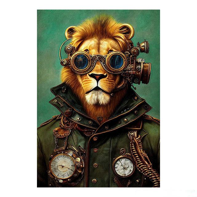 Steampunk Cat Wolf Astronaut Rabbit Poster Art Canvas Painting Retro Funny Animal Tiger Gorilla Poster Living Room Home Decor