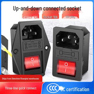 Integrated Power Socket with Male/Female Plugs, Switch, and Charging Port for Industrial Cabinet