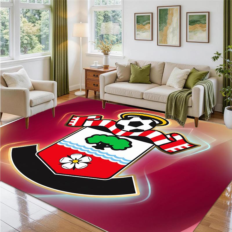 Southampton Football Design Crystal Velvet Rug Soft Decorative Mat for Bedroom Entrance