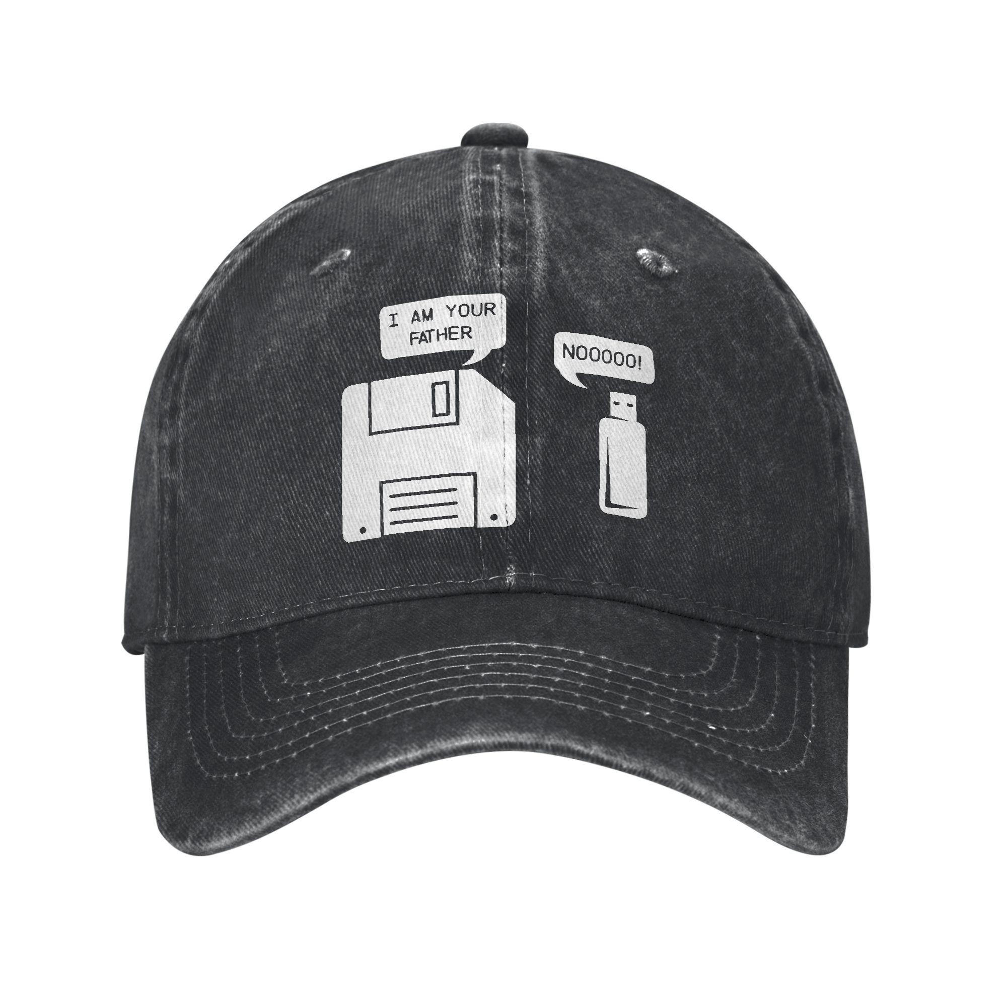 USB Floppy Disk I Am Your Father Geek Baseball Cap Unisex Distressed Denim Snapback Hat Outdoor All Seasons Travel Soft Cap Hat One Size