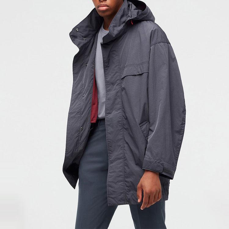 Uniqlo Solid Color Detachable Hooded Zip Drop Shoulder Coat Men Coats 439927-09