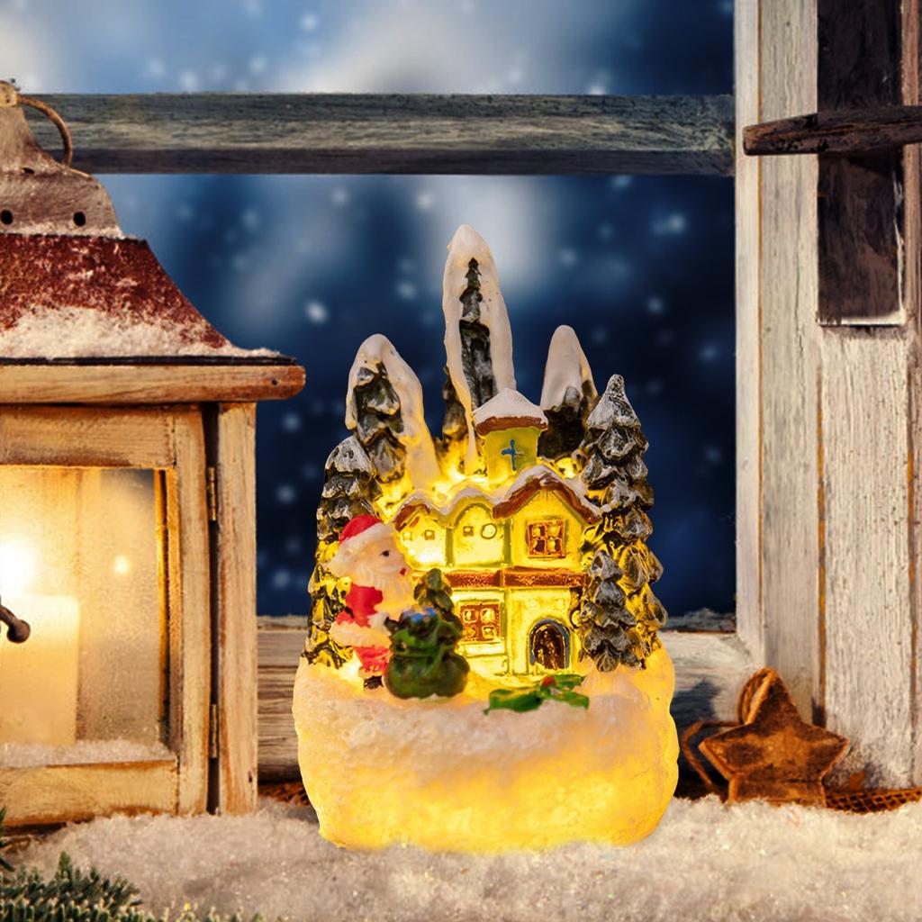 Christmas Home Decorative Miniature Figurine Winter Village Resin Mini Statues For Christmas Party Accessories Gifts