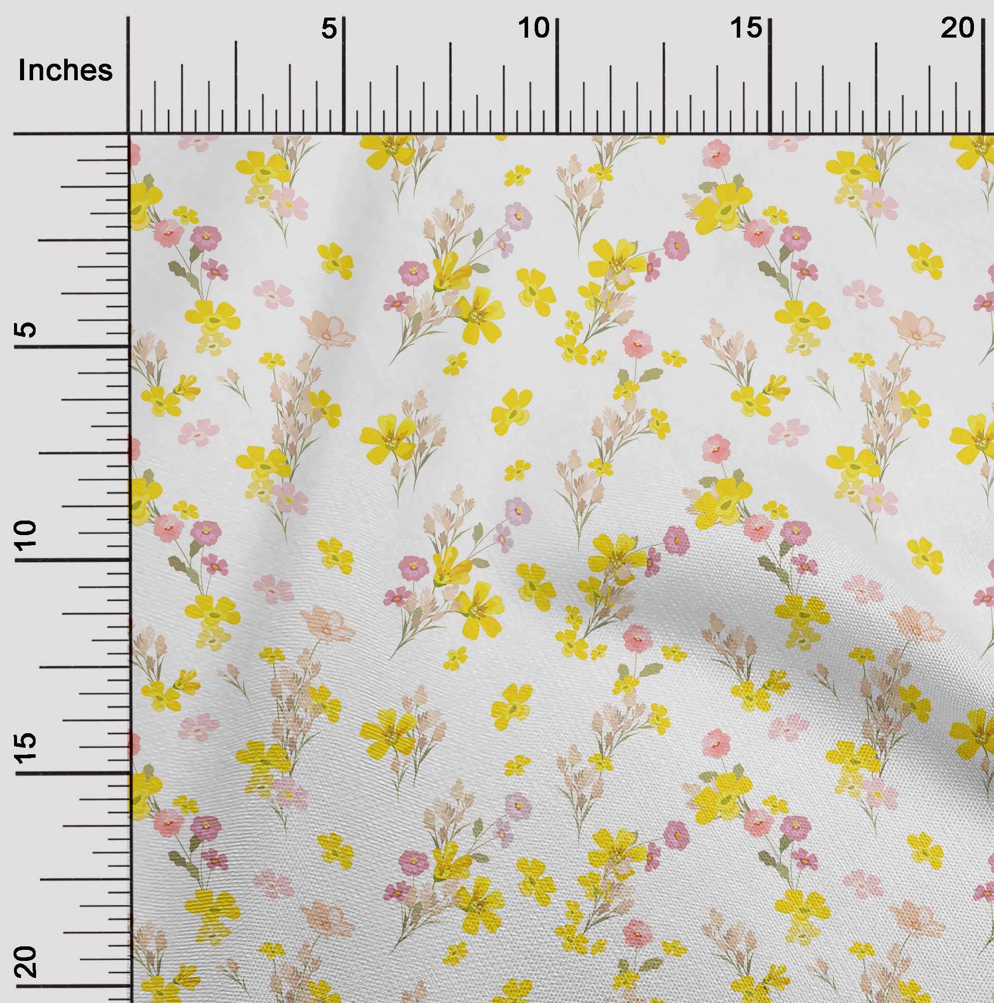

oneOone Cotton Flex Medium Yellow Fabric Florals Diy Clothing Quilting Fabric Print Fabric By Yard 40 Inch 42 Inch Wide - Viscose Chiffon білий