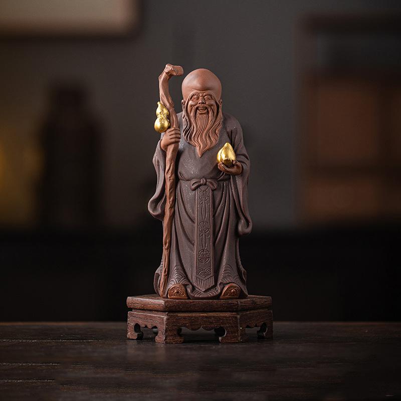 Ceramics Fulu Longevity Star sculptures and figurines Chinese mythological figures  Home Room Office Wealth Luck Feng Shui Decor