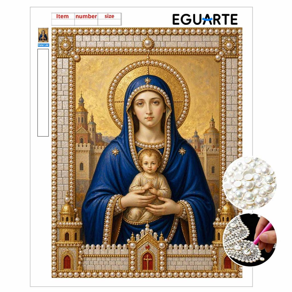 DIY 3D Pearl Diamond Painting Art Set Religious Mother Mary Jesus Home Decor Art Set Wall Art