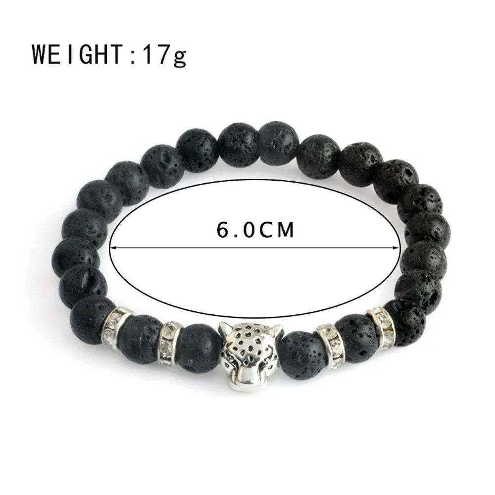 SUMENG Men Matte Black Onyx Tiger Leopard Beaded Bracelet Natural Stone Lucky Charm Strand Bracelet Fashion Jewelry Accessories