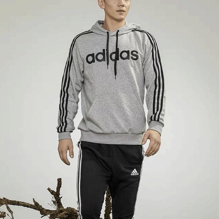 Adidas Long Sleeve Warm Fleece-Lined Hoodie Men Tops Gray DU0495