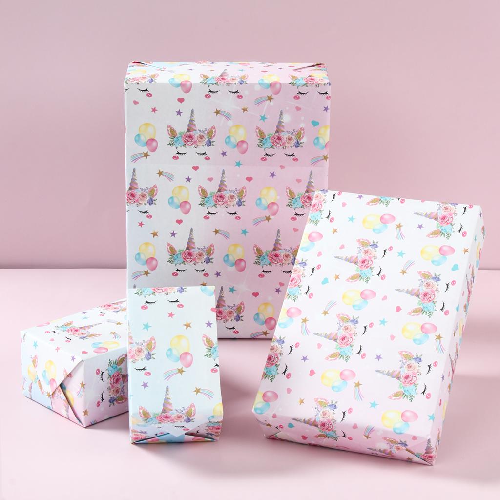 Unicorn DIY Gift Wrapping Paper 50 * 70cm Unicorn Children's Friends Holiday Gift Box Wrapping Paper Unicorn Party Decoration