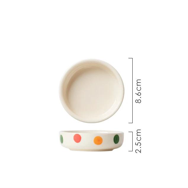 Vintage Polka Dot Bowls Plates Tableware High Aesthetic Value Ceramic Soup Bowls Plates Chopsticks Set