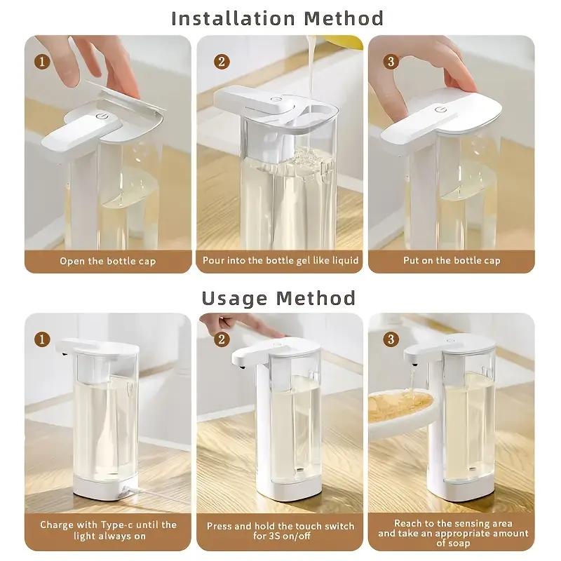 500ML White Smart Touchless Liquid Hand Pump Sanitizer Washing Machine Wall Mounted Intelligent Automatic Sensor Soap Dispenser