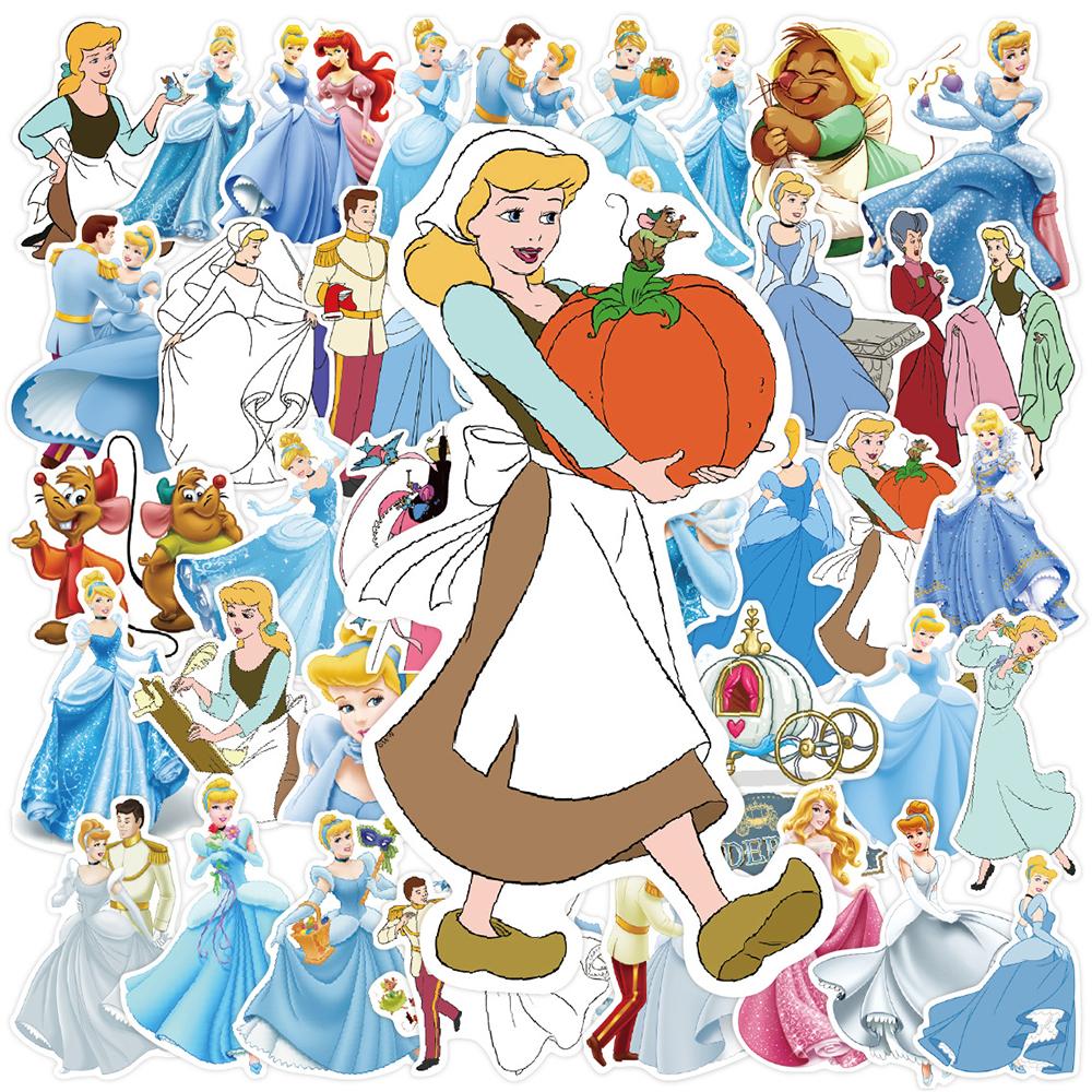 10/30/50PCS Cinderella Anime Princess Cartoon Sticker DIY Laptop Luggage Skateboard Graffiti Decals Fun for Kid Toy
