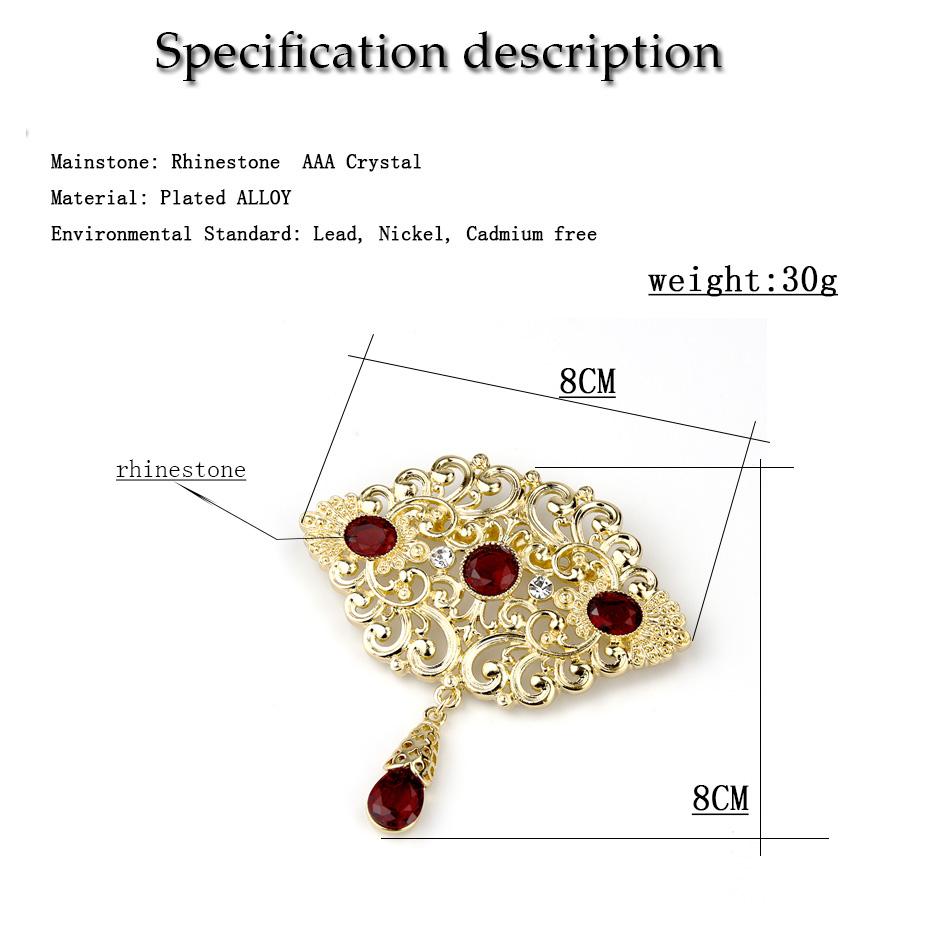Sunspicems Fashion Arabic Flower Caftan Brooch Pins For Women Gold Morocco Algeria Wedding Jewelry Crystal Bijoux Gift