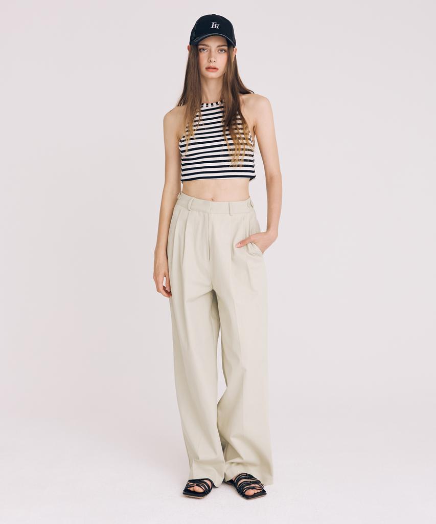 THEFRHT Double-Pleat Cotton Wide Pants (Melon)