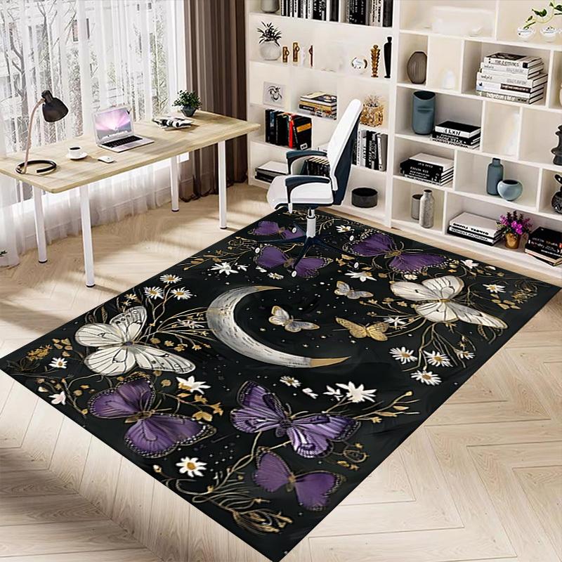 1pc Butterflies Moon Carpet Anti Slip Polyester Floor Mat for office.Bedroom