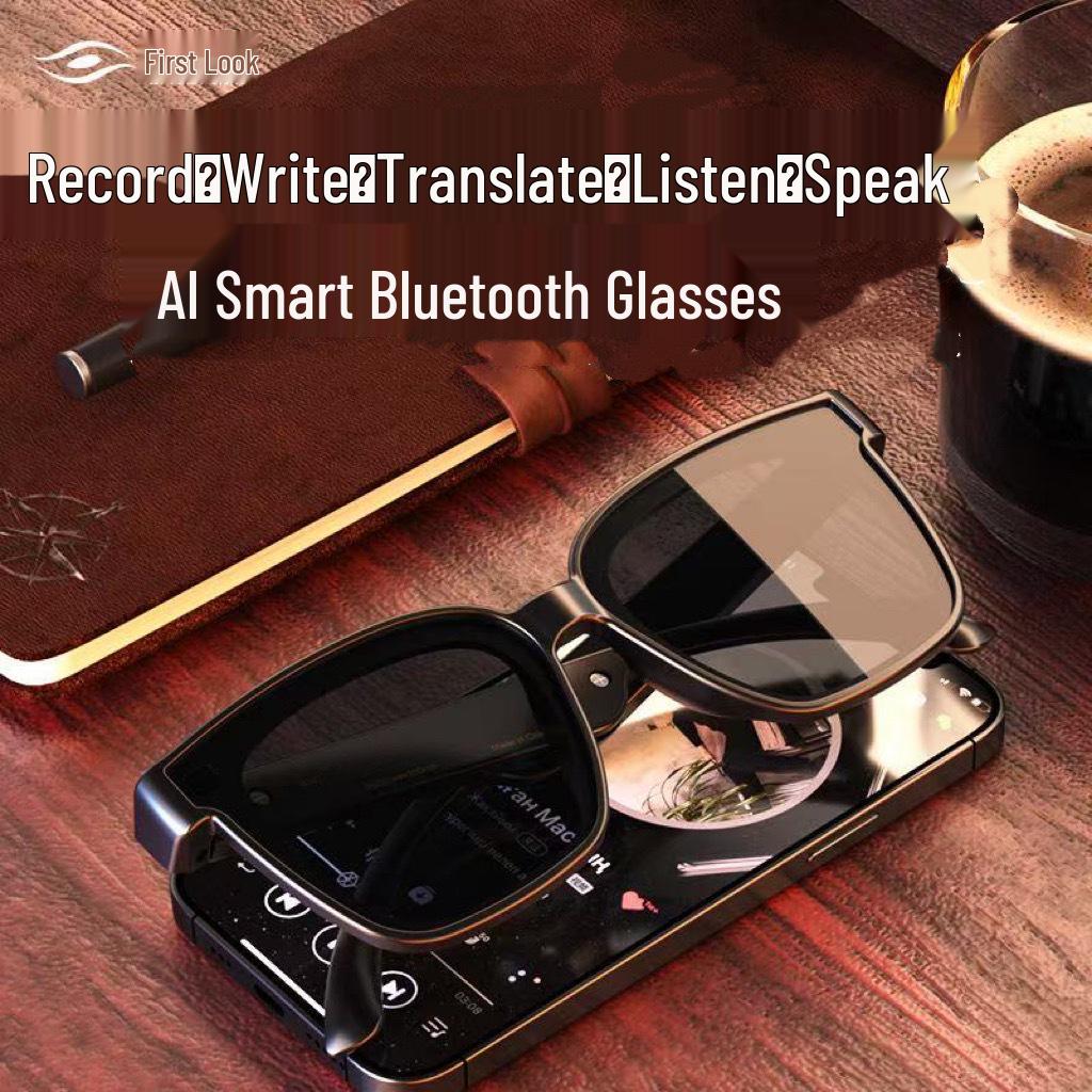 AI-Powered Bluetooth Glasses with Wireless Headphones for Real-Time Translation In 100+ Languages, Music Streaming, and Call Functions