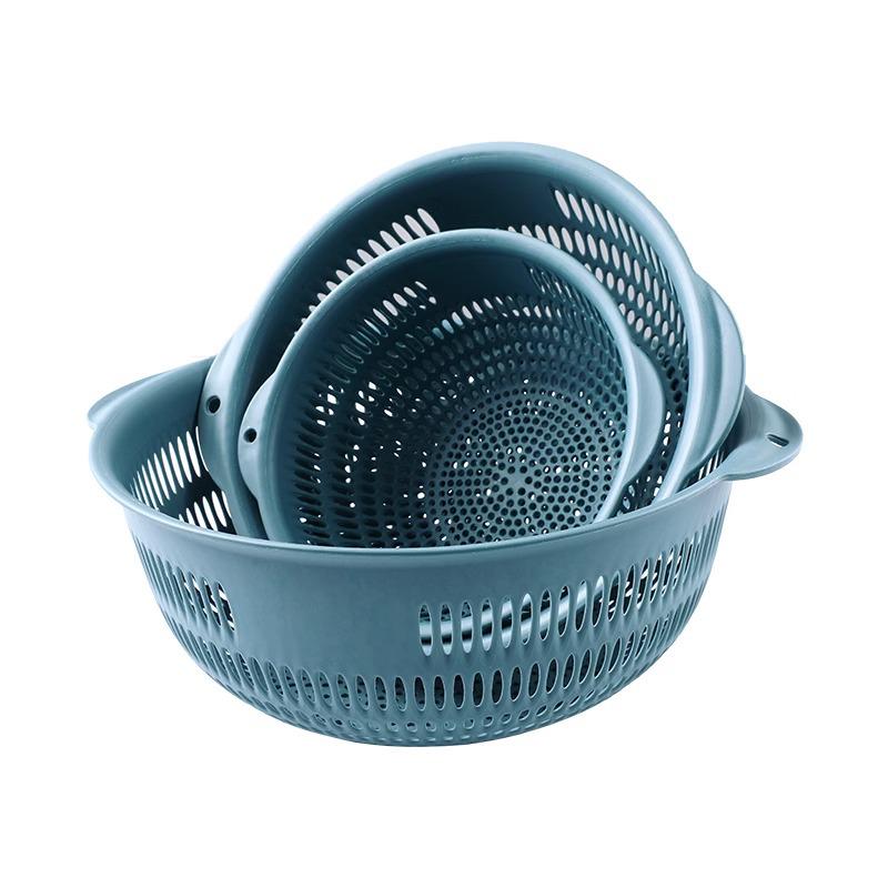 Three-Piece Kitchen Set: Vegetable Washing Basket, Drain Basket, and Fruit Plate
