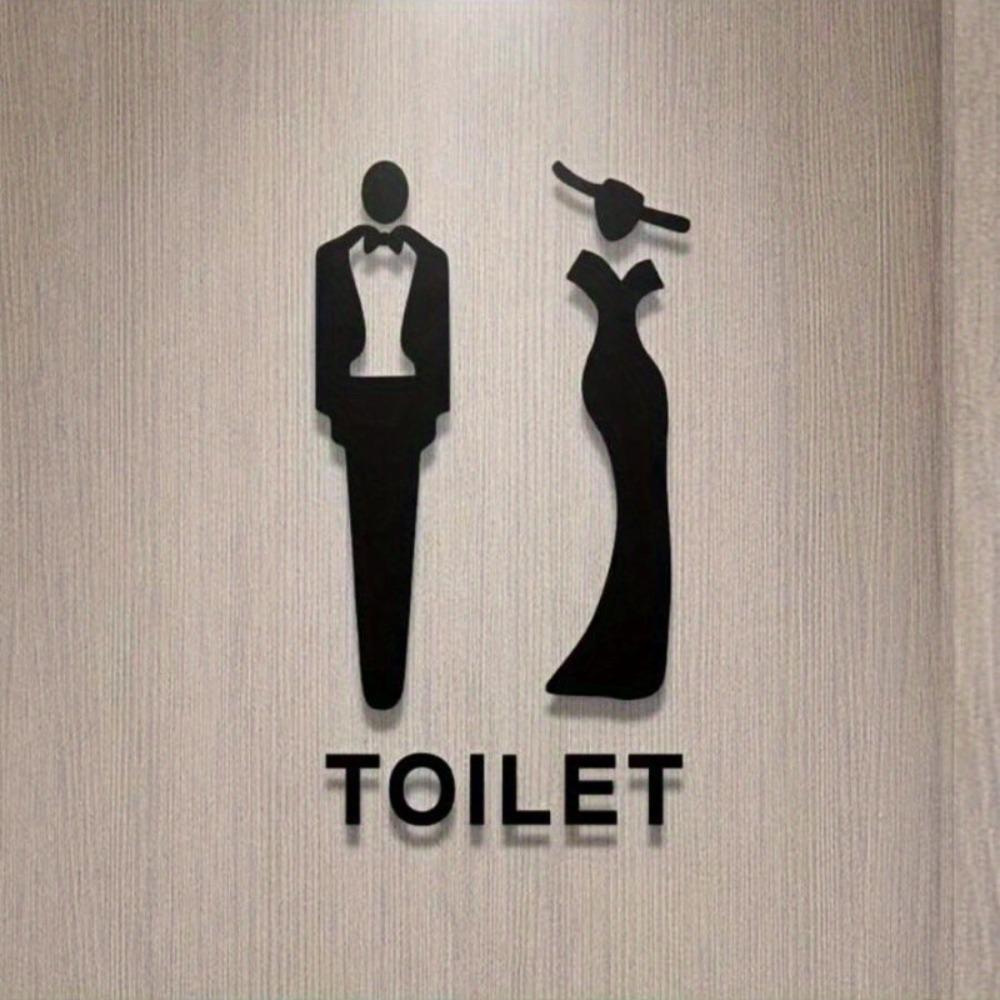 

2D Acrylic Toilet Sign Modern Wall Decor Transparent Layered Arrows Black Accents Bathroom Art Christmas New Year Gift 40x30cm светло-розовый