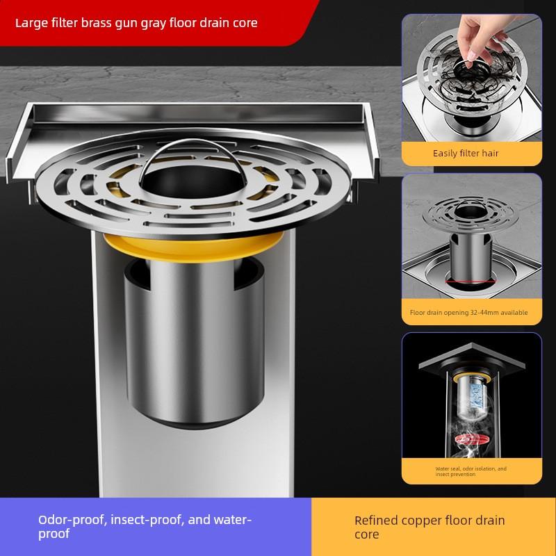 All-Copper Floor Drain Deodorizer Filter Net Bathroom Small Insect Prevention Cover Water Seal Deodorizer Universal Floor Drain Core